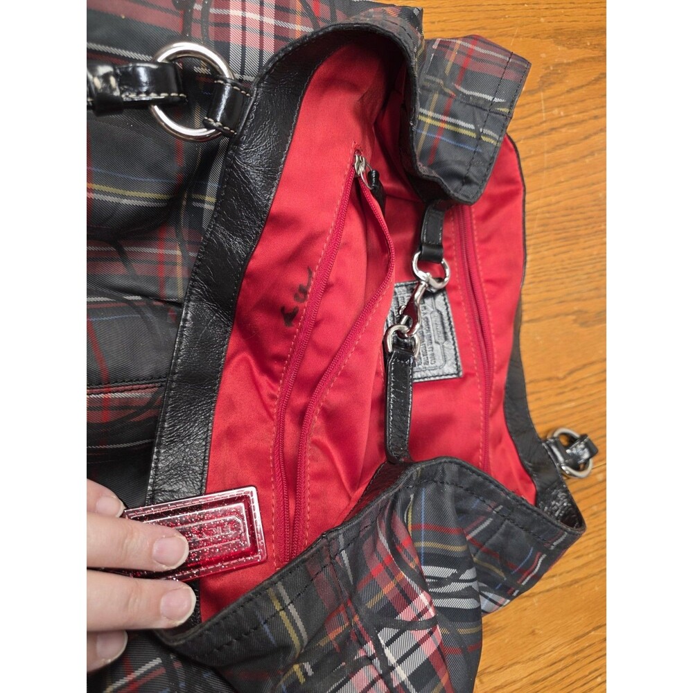 COACH Gabby Tartan Signature XLarge Tote Bag Red Glitter - Picture 15 of 16